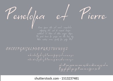 Cursive Handwriting Font. Basic Latin Uppercase And Lowercase Alphabet, Alternate Characters And A Set Of Ligatures.