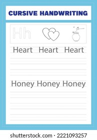 Cursive Handwriting Worksheet vector .