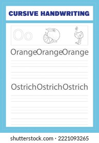 Cursive Handwriting Worksheet vector .