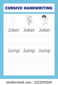 Cursive Handwriting Worksheet vector .