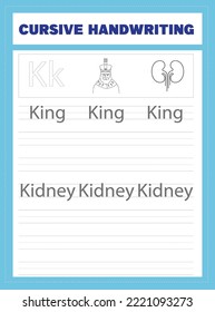 Cursive Handwriting Worksheet vector .