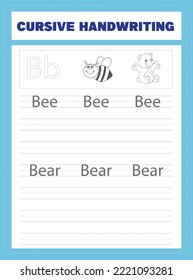 Cursive Handwriting Worksheet vector .