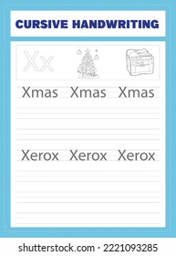 Cursive Handwriting Worksheet vector .