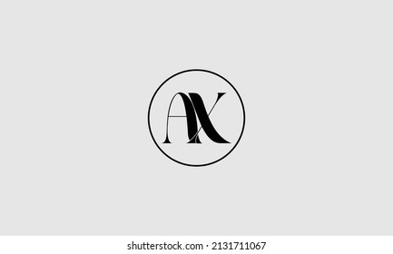 Cursive letter AX creative icon design with a circle