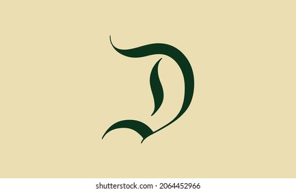 Cursive Letter D Initial Logo Concept, Vector Template. Vector design of letter D for logo design, business, natural products, personal branding, etc.