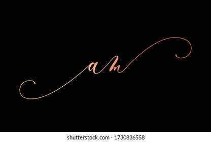 am Cursive Letter Initial Logo Design, Vector Template