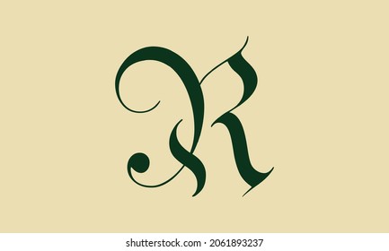 Cursive Letter R Initial Logo Concept, Vector Template. Vector design of letter R for logo design, business, natural products, personal branding, etc.