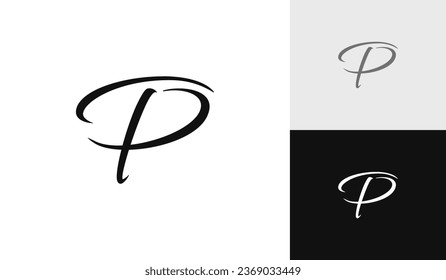 Cursive letter TP logo design