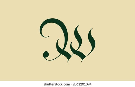 Cursive Letter W Initial Logo Concept, Vector Template. Vector design of letter W for logo design, business, natural products, personal branding, etc.