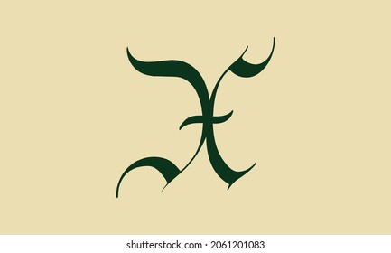 Cursive Letter X Initial Logo Concept, Vector Template. Vector design of letter X for logo design, business, natural products, personal branding, etc.