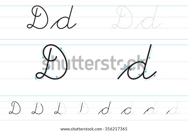 Cursive Letters Learning Write Dd Stock Vector Royalty Free 356217365