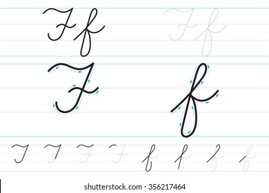 Cursive letters for learning to write. Ff