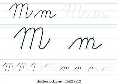 Cursive letters for learning to write. Mm