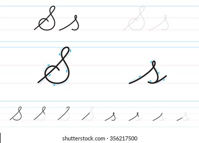 Cursive letters for learning to write. Ss