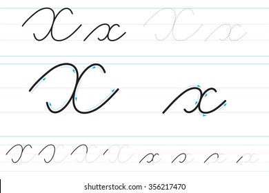 Cursive letters for learning to write. Xx