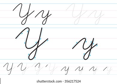 Cursive letters for learning to write. Yy