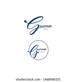 Cursive logo vector about gourmet and restaurant.