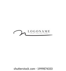 Cursive N letter monogram logo design template 