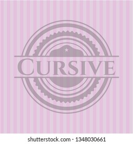 Cursive pink emblem. Vintage.