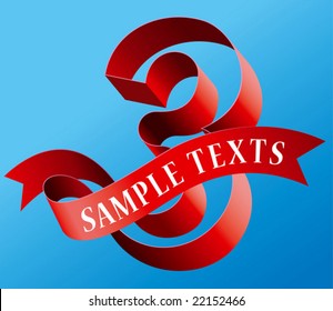 Cursive ribbon formed a bold number three with empty text area ready to use for third anniversary celebration or calendar header for the month of March.