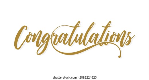 Cursive Typographic Template Of Congratulations. Beautiful Calligraphy Of Congratulations. Editable Illustration.