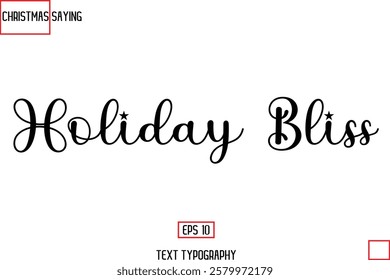 Cursive Typography Text Of Christmas Holiday Phrase Holiday Bliss