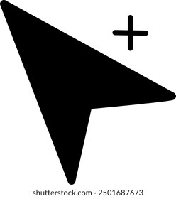 Cursor add icon. Computer mouse cursor plus icon. Replaceable vector design.