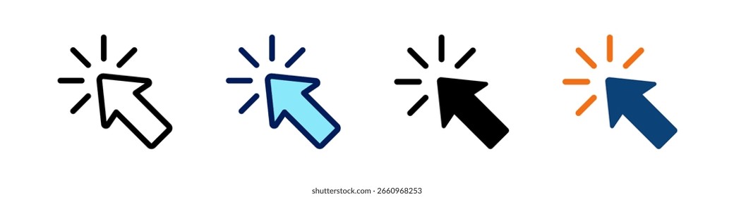 Cursor-Pfeil-All-In-One-Symbol Multi Styles Vektorsatz