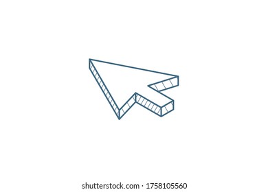 cursor arrow, click isometric icon. 3d vector illustration. Isolated line art technical drawing. Editable stroke