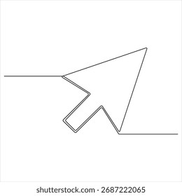 Cursor arrow continuous oneline drawing vector illustration