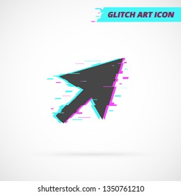 Cursor Arrow Glitch Icon Vector. Click and Pointer Sign.