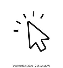 Cursor arrow icon black and white vector outline sign