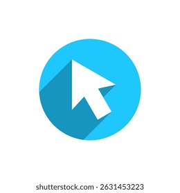 Cursor arrow icon with long shadow. Computer pointer mouse sign symbol