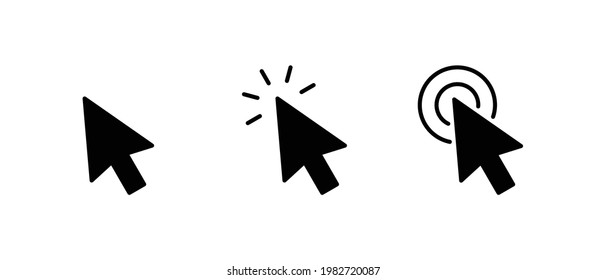 cursor arrow icon set, click icon vector 