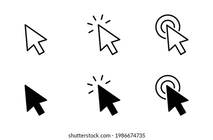 conjunto de iconos de flecha de cursor, haga clic en vector de icono 