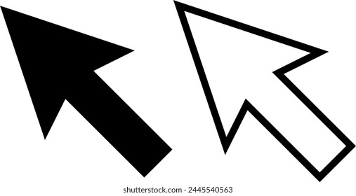 cursor arrow icon, sign, or symbol in glyph and line style isolated on transparent background. Vector illustration