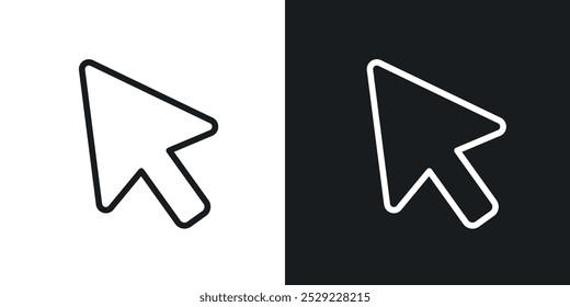 Ícone de seta de cursor na cor preta da linha fina. ilustração de símbolos vetoriais simples planos.