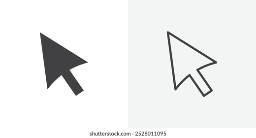 Cursor arrow icon vector icon set in black and white color.