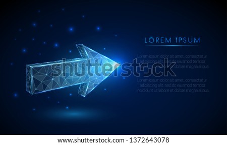 Cursor arrow. Low poly style design. Abstract geometric background. Wireframe light connection structure. Modern 3d graphic concept. Isolated vector illustration.
