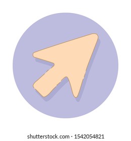 Cursor Arrow on a soft purple background, hand drawn with a doodle illustration design