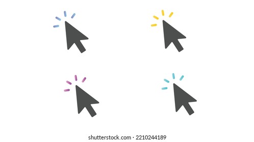 Cursor arrow pointer vector icon in modern flat design isolated on white background in different styles. Click icon vector eps10.