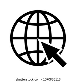 The cursor arrow is pointing to the planet symbol. Vector illustration
