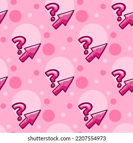 Cursor arrow with question mark pink vector seamless pattern