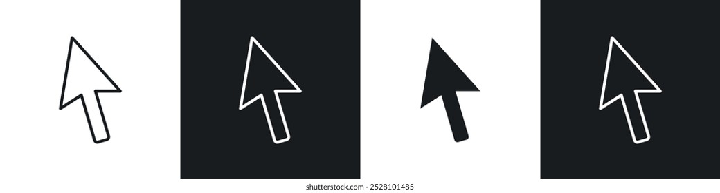 Cursor arrow vector icon set in black and white