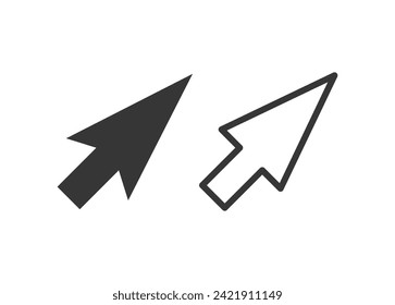 Cursor Arrows Are Essential Navigational Symbols In Computing. Black And White Signs Indicate Direction, Vector