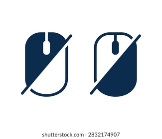 Cursor Block Icon. Mouse Pointer with Slash Symbol for Disabled Click. Vector Illustration