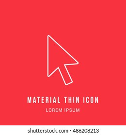 Cursor Bright red material designed line thin flat icon / logo