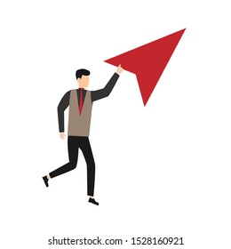 Cursor cancel outline icon. Flat cartoon character isolated on white background