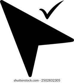 Cursor check mark vector icon. Computer mouse cursor icon. Replaceable vector design.