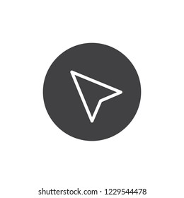 Cursor in a circle vector icon. filled flat sign for mobile concept and web design. Computer mouse cursor simple solid icon. Mouse pointer click symbol, logo illustration. Pixel perfect vector